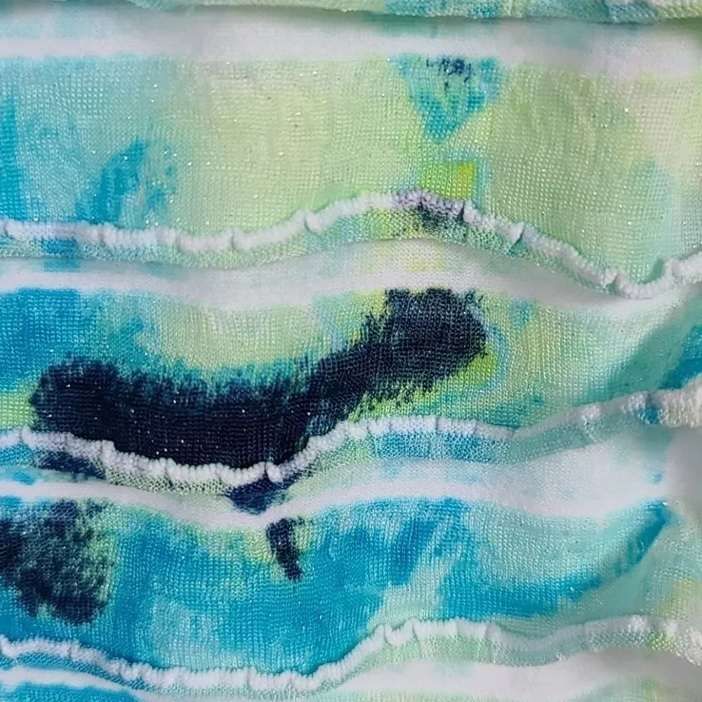 Justice Floral Tank Top Girls 14 Blue Green Tiered Ruffle Cami Shimmer Breezy L
